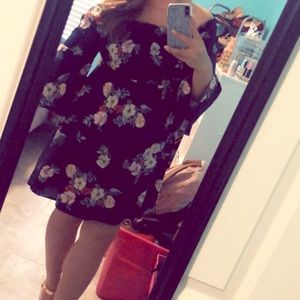 Floral off the shoulder dress!